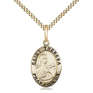 14kt Gold Filled Saint Theresa Medal Religious Jewelry Engraved Catholic Saint Jewelry