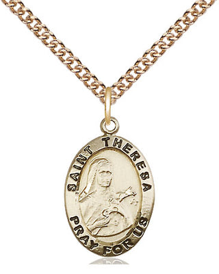 14kt Gold Filled Saint Theresa Medal Religious Jewelry Engraved Catholic Saint Jewelry