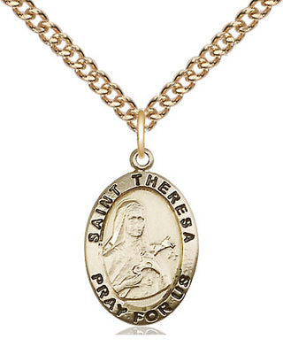 14kt Gold Filled Saint Theresa Medal Religious Jewelry Engraved Catholic Saint Jewelry