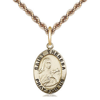 14kt Gold Filled Saint Theresa Medal Religious Jewelry Engraved Catholic Saint Jewelry