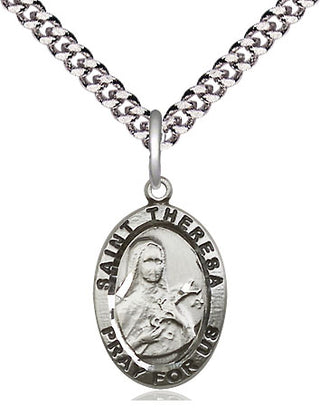 Pewter Saint Theresa Medal Religious Jewelry Engraved Catholic Saint Jewelry