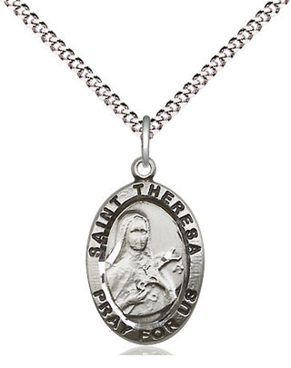 Sterling Silver Saint Theresa Medal Religious Jewelry Engraved Catholic Saint Jewelry