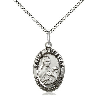Sterling Silver Saint Theresa Medal Religious Jewelry Engraved Catholic Saint Jewelry