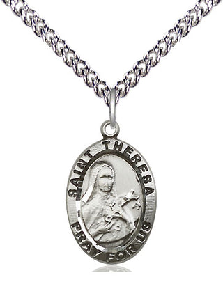 Sterling Silver Saint Theresa Medal Religious Jewelry Engraved Catholic Saint Jewelry