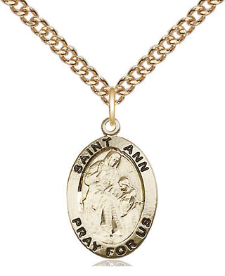 14kt Gold Filled Saint Ann Medal Religious Jewelry Engraved Catholic Saint Jewelry