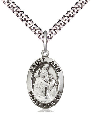 Pewter Saint Ann Medal Religious Jewelry Engraved Catholic Saint Jewelry