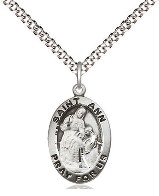 Pewter Saint Ann Medal Religious Jewelry Engraved Catholic Saint Jewelry