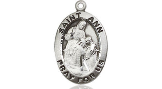 Sterling Silver Saint Ann Medal Religious Jewelry Engraved Catholic Saint Jewelry