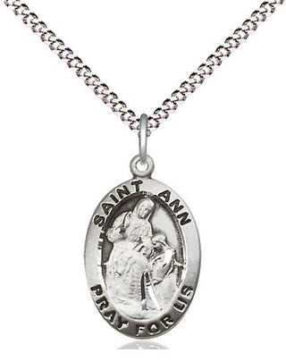 Sterling Silver Saint Ann Medal Religious Jewelry Engraved Catholic Saint Jewelry