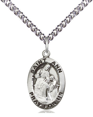 Sterling Silver Saint Ann Medal Religious Jewelry Engraved Catholic Saint Jewelry
