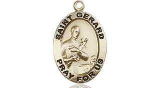 14kt Gold Saint Gerard Majella Medal Engraved Catholic Saint Jewelry