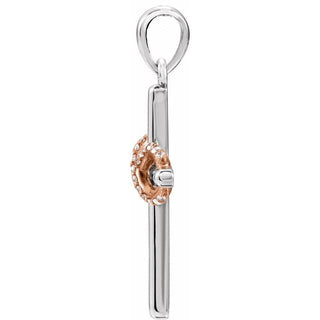14K White/ Rose .06 CTW Natural Diamond Infinity-Inspired Cross Pendant