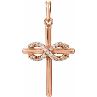 14K Rose .06 CTW Natural Diamond Infinity-Inspired Cross Pendant