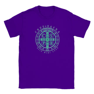St. Benedict Medal Cross Teal and Aqua T-Shirt - view 8