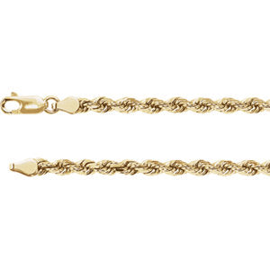 20-inch Diamond Cut Rope Chain with Lobster Clasp - 14K Yellow Gold