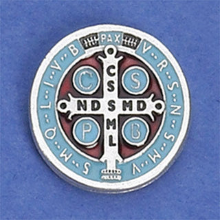 6-pack - Saint Benedict Lapel Pin - Silver Tone Brown