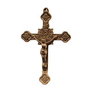Vintage Bronze Crucifix with Quatrefoil Crosses
