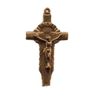 Vintage Bronze Rayed Crucifix with INRI Banner