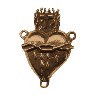 Vintage Bronze Large Sacred Heart Rosary Center