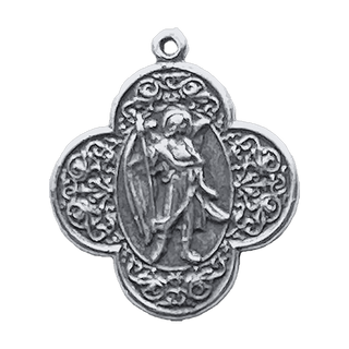 Vintage Sterling Silver St. Raphael Quatrefoil Medal