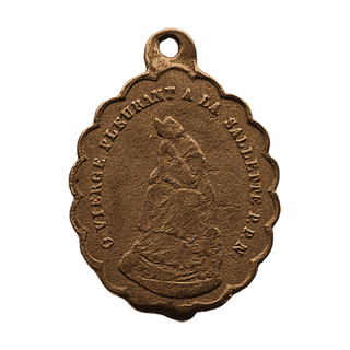 Vintage Bronze Our Lady of La Salette Scalloped Medal — reverse