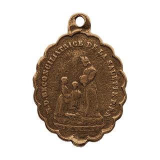 Vintage Bronze Our Lady of La Salette Scalloped Medal