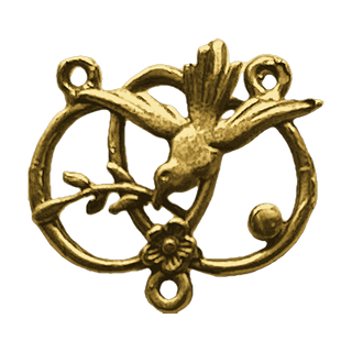 Vintage Yellow Bronze Holy Spirit Dove Rosary Center
