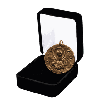 Vintage Bronze Madonna and Fleur-de-Lis Hammered Medal