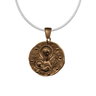 Vintage Bronze Madonna and Fleur-de-Lis Hammered Medal