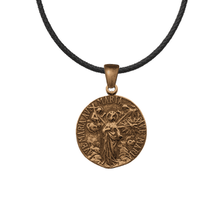 Vintage Bronze Three Hail Marys Medal, Retirate Satanas