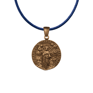 Vintage Bronze Three Hail Marys Medal, Retirate Satanas