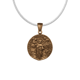 Vintage Bronze Three Hail Marys Medal, Retirate Satanas