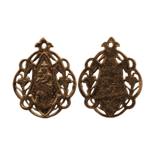 Vintage Bronze Our Lady of Victory Openwork Medal — reverse