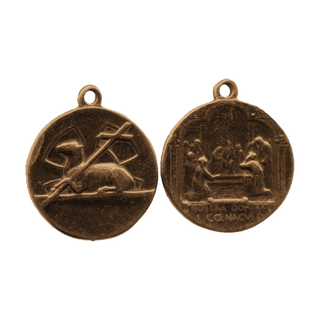Vintage Bronze Agnus Dei and Our Lady of the Cenacle