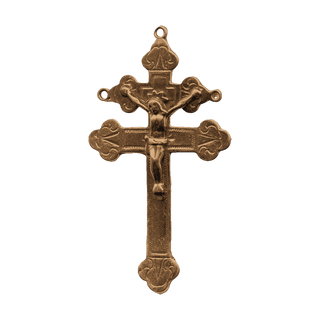 Vintage Bronze Cross of Lorraine Crucifix