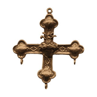 Vintage Bronze Mexican Sacred Heart Cross