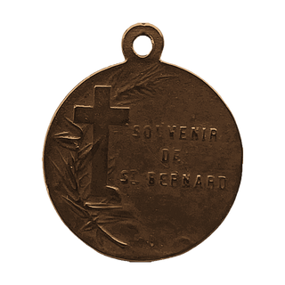 Vintage Bronze Souvenir de St. Bernard French Medal — reverse