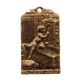 Vintage Bronze Child at the Niche Medal
