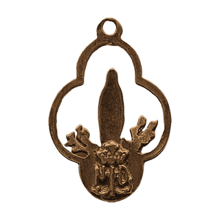 Vintage Bronze Lourdes Medal, Our Lady with Roses — reverse