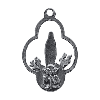 Vintage Sterling Silver Lourdes Medal, Our Lady with Roses — reverse