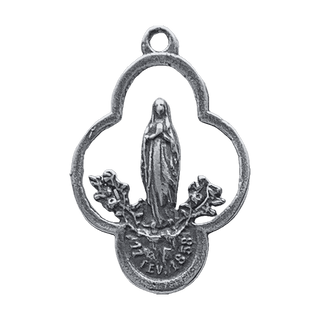 Vintage Sterling Silver Lourdes Medal, Our Lady with Roses