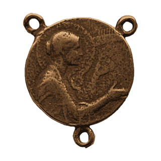 Vintage Bronze St. Cecilia Rosary Center with Songbird