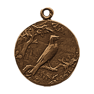 Vintage Bronze St. Cecilia Medal with Songbird — reverse