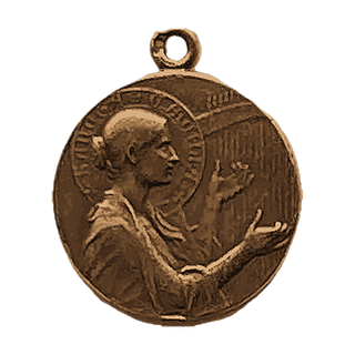 Vintage Bronze St. Cecilia Medal with Songbird