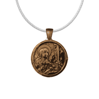 Vintage Bronze St. Rita Medal with Shrine Church