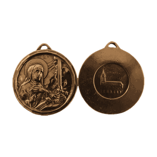 Vintage Bronze St. Rita Medal with Shrine Church