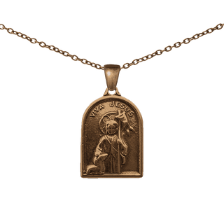 Vintage Bronze Viva Jesus Medal with Lamb and Banner