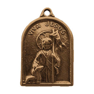 Vintage Bronze Viva Jesus Medal with Lamb and Banner