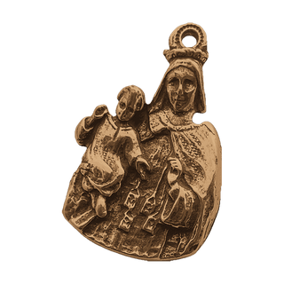 Vintage Bronze Madonna and Child Scapular Medal