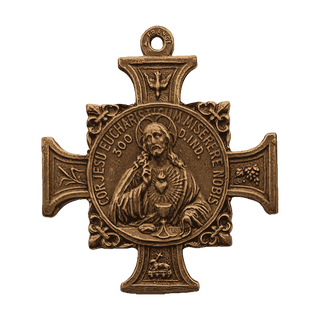 Vintage Bronze Eucharistic Heart of Jesus Cross